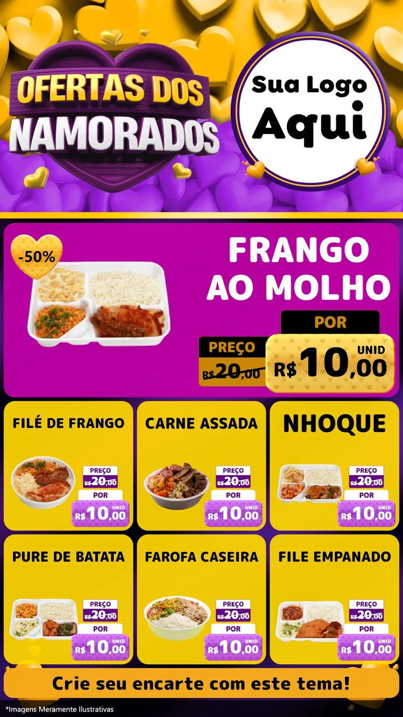 Modelo de Rede Social para Stories com o tema Oferta Dos Namorados para Restaurante
