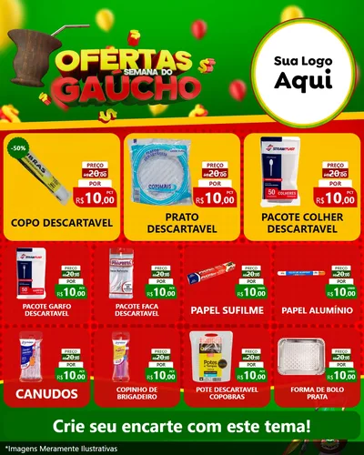 Modelo de Rede Social para Feed Instagram com o tema Ofertas Semana Do Gaúcho para Embalagens