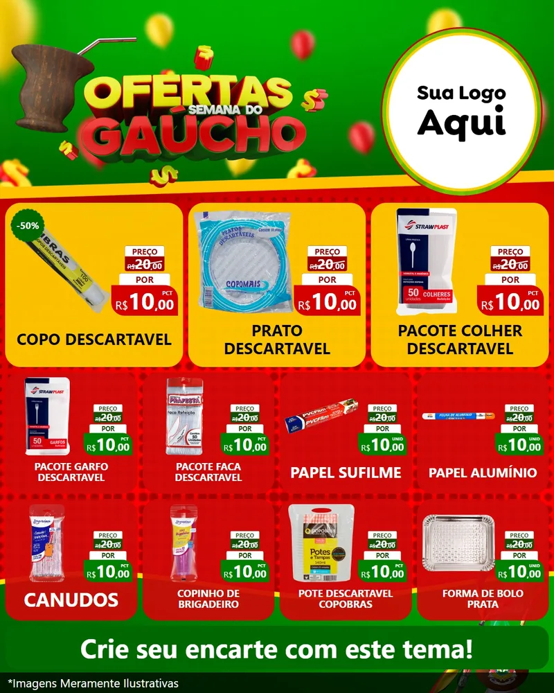 Modelo de Rede Social para Feed Instagram com o tema Ofertas Semana Do Gaúcho para Embalagens