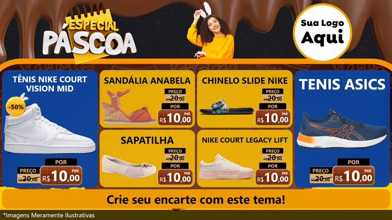 Modelo de TV para TV Horizontal com o tema Especial Páscoa para Calçados