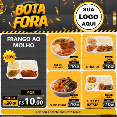 Modelo de Rede Social para Feed Facebook com o tema Bota Fora para Restaurante