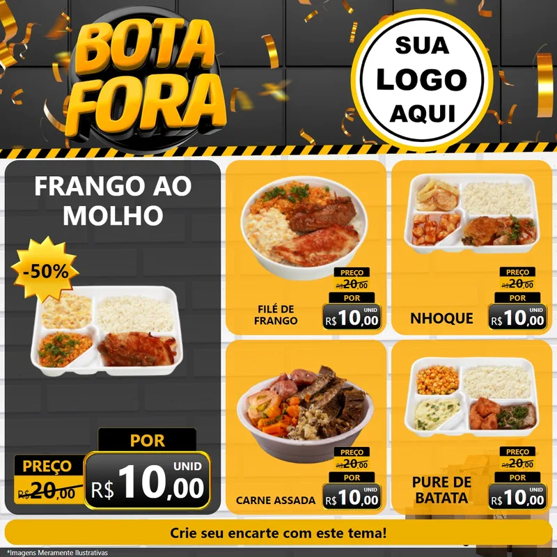 Modelo de Rede Social para Feed Facebook com o tema Bota Fora para Restaurante
