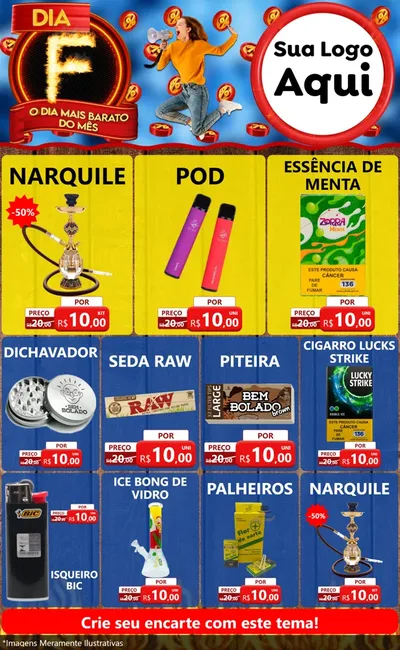 Modelo de Encarte para Encarte Grande com o tema Dia F - O Dia Mais Barato Do Mês para Tabacaria