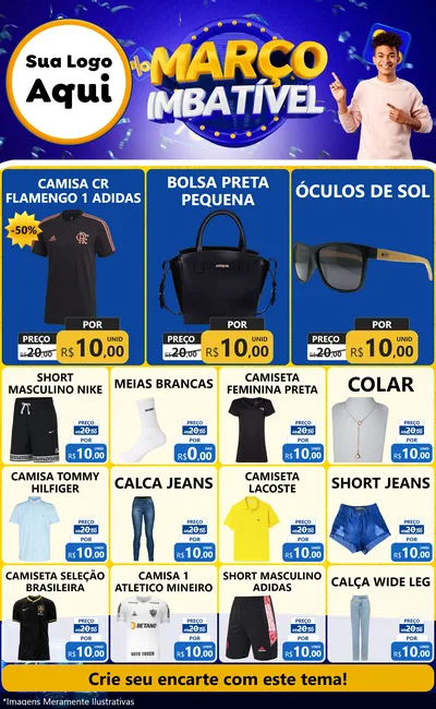 Modelo de Encarte para Encarte Grande com o tema Março Imbatível para Roupas e acessórios