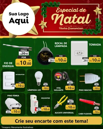 Modelo de Rede Social para Feed Instagram com o tema Especial de Natal para Materiais Elétricos