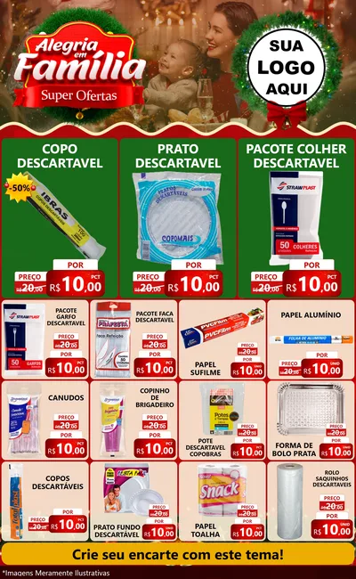 Modelo de Encarte para Encarte Grande com o tema Alegria Em Família - Super Ofertas para Embalagens
