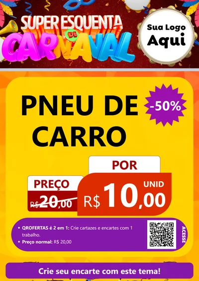 Modelo de Cartaz para Cartaz A4 Vertical com o tema Super Esquenta de Carnaval para Auto peças