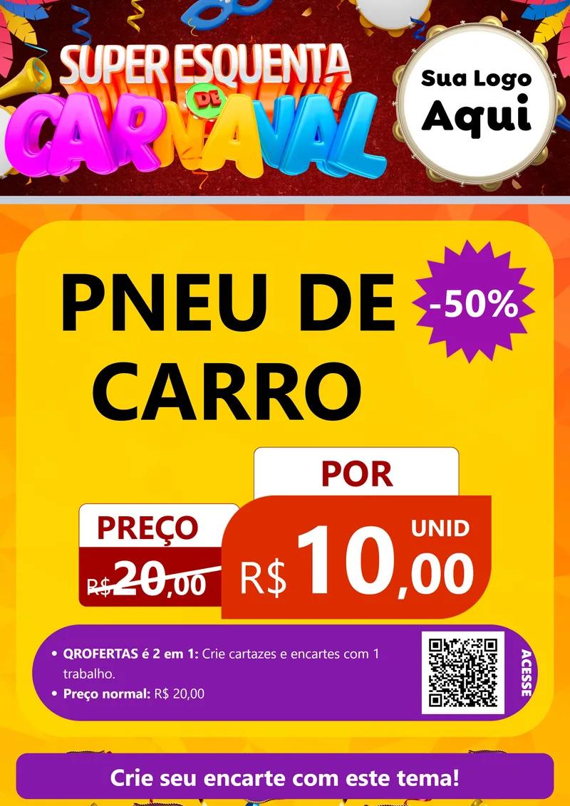 Modelo de Cartaz para Cartaz A4 Vertical com o tema Super Esquenta de Carnaval para Auto peças
