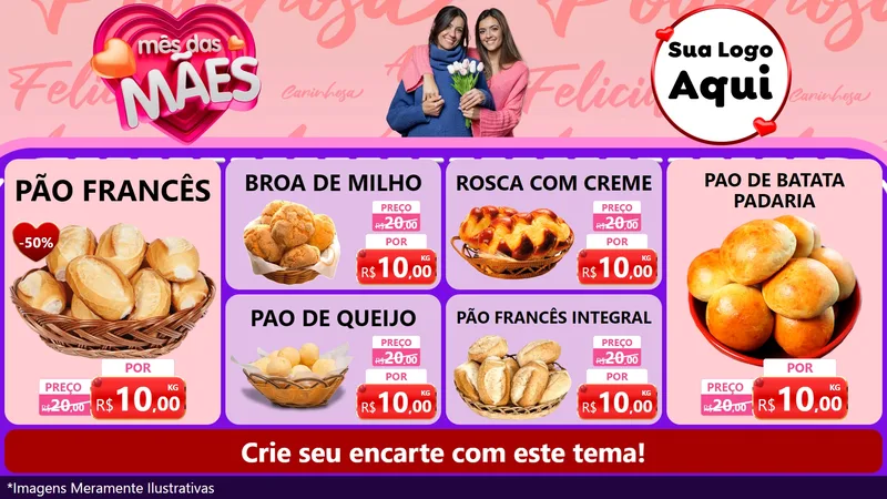 Modelo de TV para TV Horizontal com o tema Mês Das Mães para Padaria