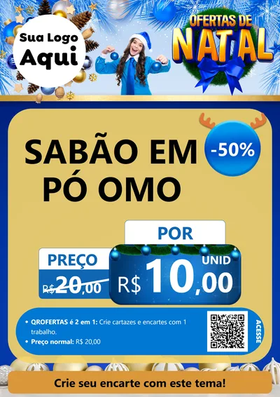 Modelo de Cartaz para Cartaz A4 Vertical com o tema Ofertas de Natal para Produtos de Limpeza