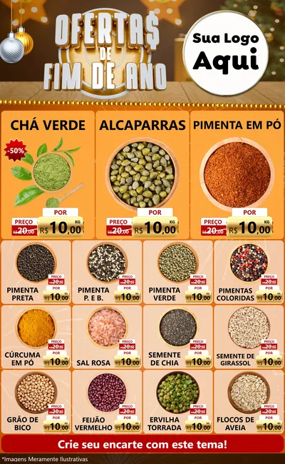 Modelo de Encarte para Encarte Grande com o tema Ofertas de Fim de Ano para Produtos Naturais