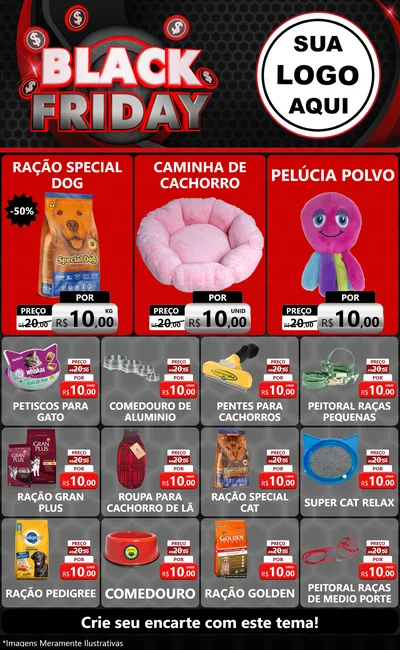 Modelo de Encarte para Encarte Grande com o tema Black Friday para Pet Shop