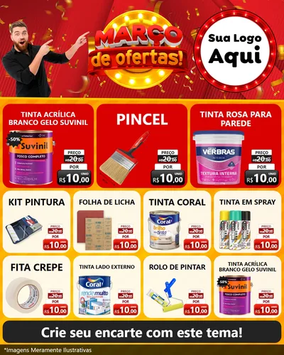 Modelo de Rede Social para Feed Instagram com o tema Março de Ofertas! para Tintas e Ferramentas
