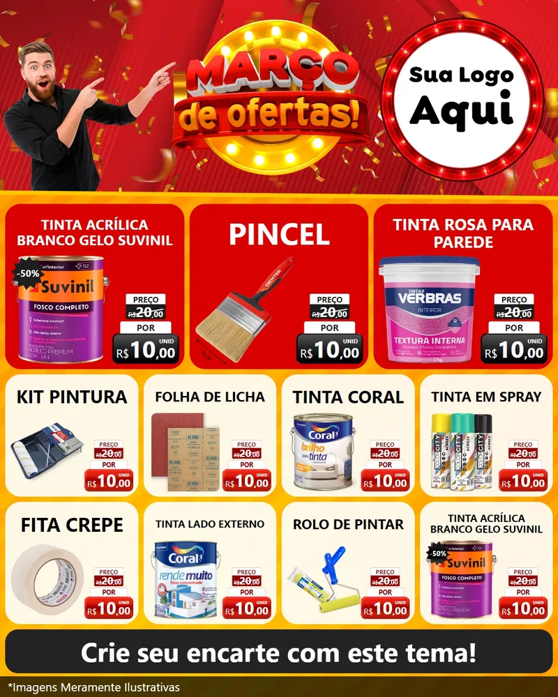 Modelo de Rede Social para Feed Instagram com o tema Março de Ofertas! para Tintas e Ferramentas