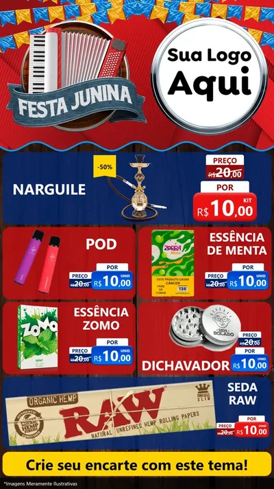 Modelo de TV para TV Vertical com o tema Festa Junina para Tabacaria