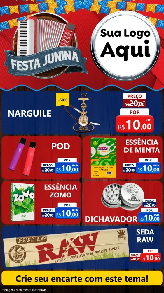 Modelo de TV para TV Vertical com o tema Festa Junina para Tabacaria