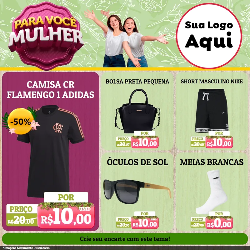 Modelo de Rede Social para Feed Facebook com o tema Para Você Mulher para Roupas e acessórios