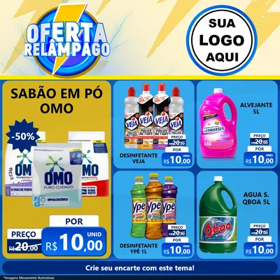 Modelo de Rede Social para Feed Facebook com o tema Oferta Relâmpago para Produtos de Limpeza