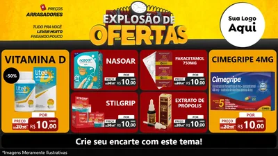 Modelo de TV para TV Horizontal com o tema Explosão de Ofertas para Farmácia