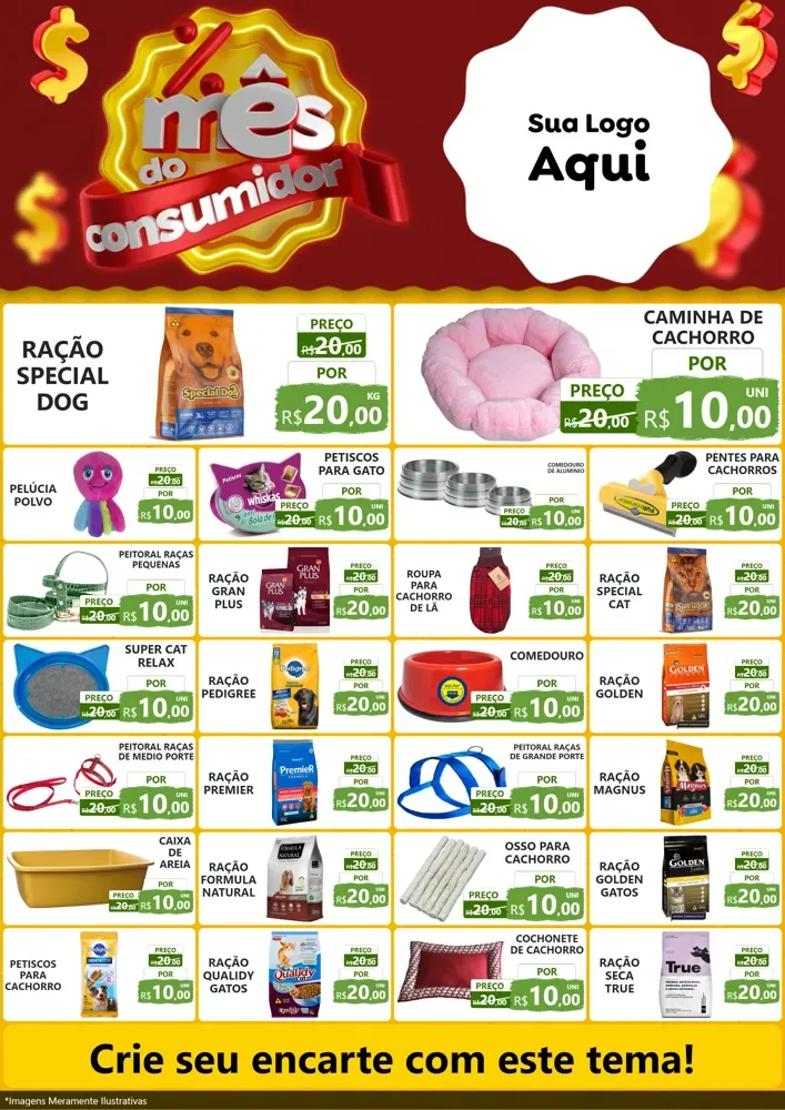 Modelo de Encarte para Encarte A4 Vertical com o tema Mês do consumidor para Pet Shop