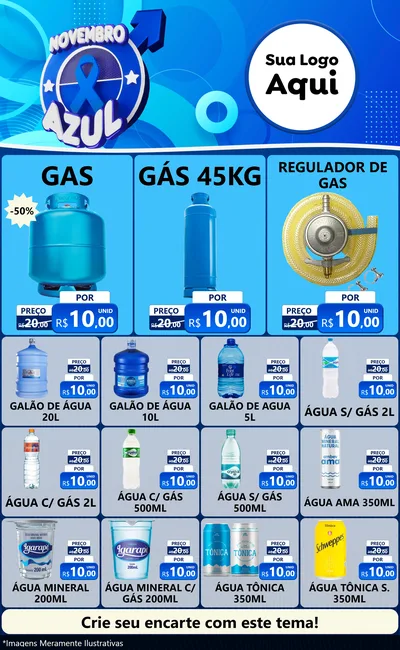 Modelo de Encarte para Encarte Grande com o tema Novembro Azul para Água e gás