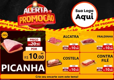 Modelo de Encarte para Encarte A4 Horizontal com o tema Alerta de Promoção para Açougue