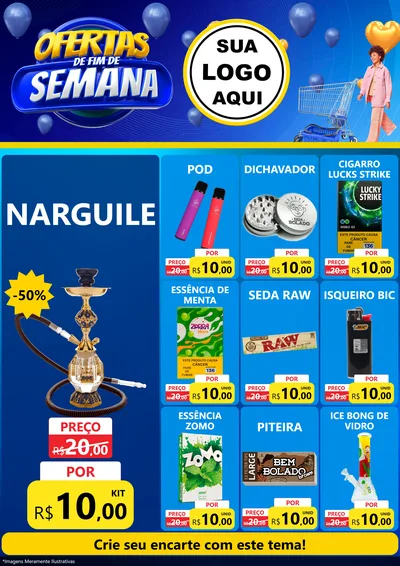 Modelo de Encarte para Encarte A4 Vertical com o tema Ofertas de Fim de Semana para Tabacaria