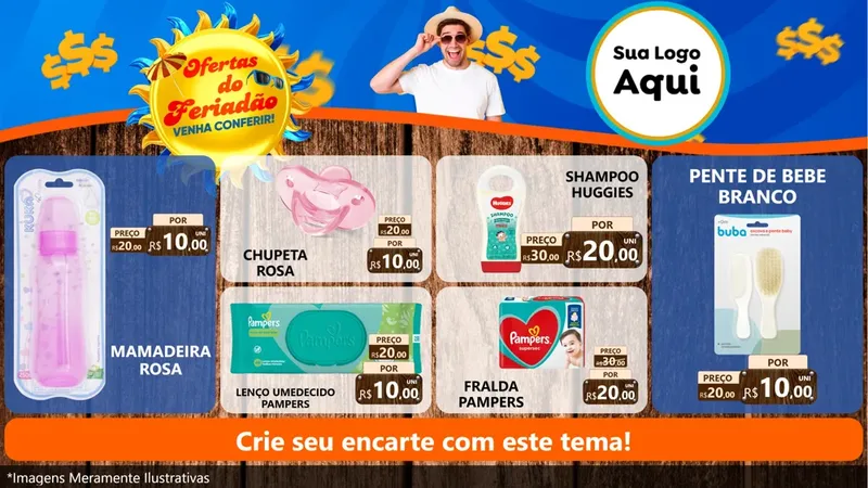 Modelo de TV para TV Horizontal com o tema Ofertas do Feriadão para Bebês