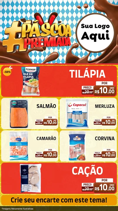 Modelo de TV para TV Vertical com o tema Páscoa Premiada para Peixaria