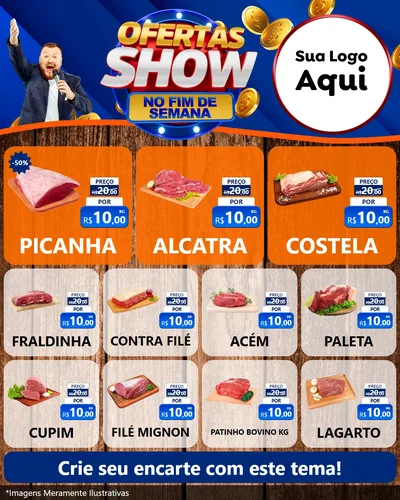 Modelo de Rede Social para Feed Instagram com o tema Ofertas Show No Fim De Semana para Açougue