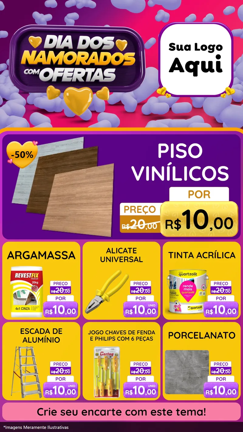 Modelo de Rede Social para Stories com o tema Dia Dos Namorados Com Ofertas para Material para Construção
