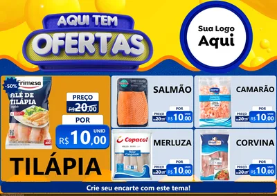 Modelo de Encarte para Encarte A4 Horizontal com o tema Aqui Tem Ofertas para Peixaria