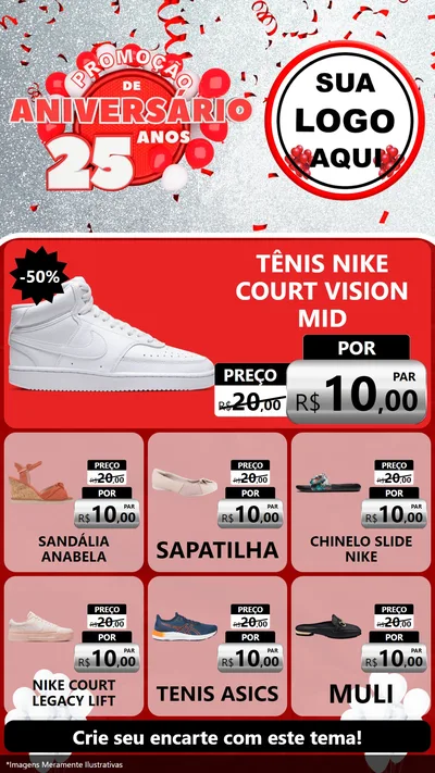 Modelo de Rede Social para Stories com o tema Promoção de Aniversário - 25Anos para Calçados