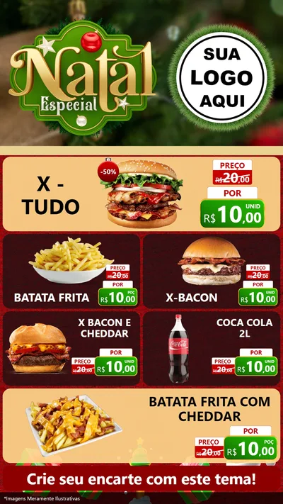 Modelo de TV para TV Vertical com o tema Natal Especial para Hamburgueria