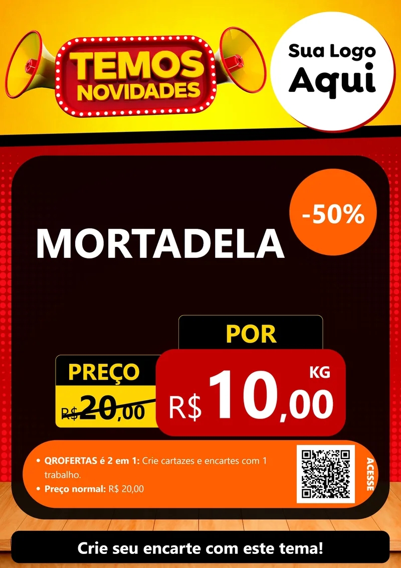 Modelo de Cartaz para Cartaz A4 Vertical com o tema Temos Novidades para Frios e Laticínios