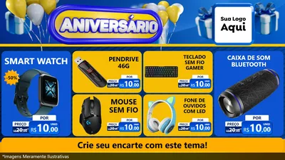 Modelo de TV para TV Horizontal com o tema Aniversário para Informática