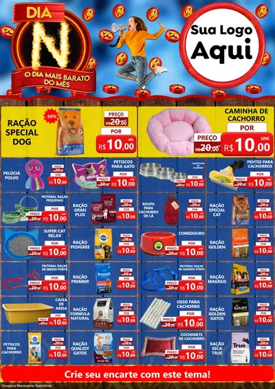 Modelo de Encarte para Encarte A4 Vertical com o tema Dia N - O Dia Mais Barato Do Mês para Pet Shop
