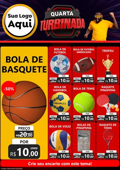 Modelo de Encarte para Encarte A4 Vertical com o tema Quarta Turbinada para Artigos Esportivos