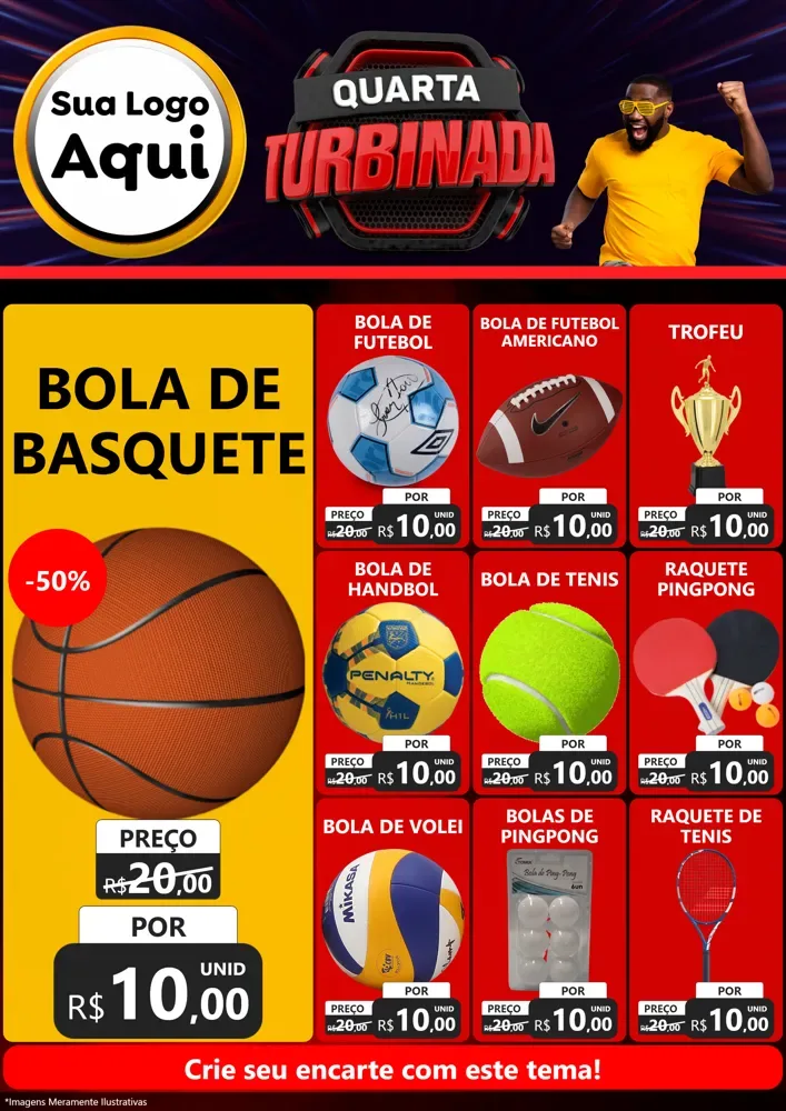 Modelo de Encarte para Encarte A4 Vertical com o tema Quarta Turbinada para Artigos Esportivos