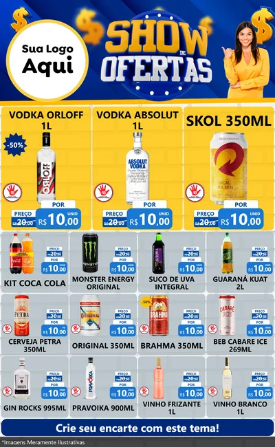 Modelo de Encarte para Encarte Grande com o tema Show de Ofertas para Distribuidora de bebidas