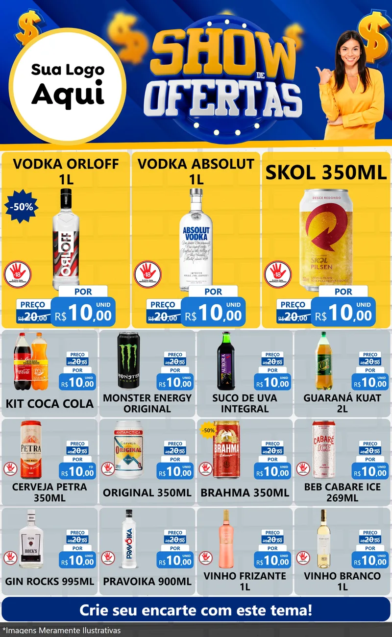 Modelo de Encarte para Encarte Grande com o tema Show de Ofertas para Distribuidora de bebidas