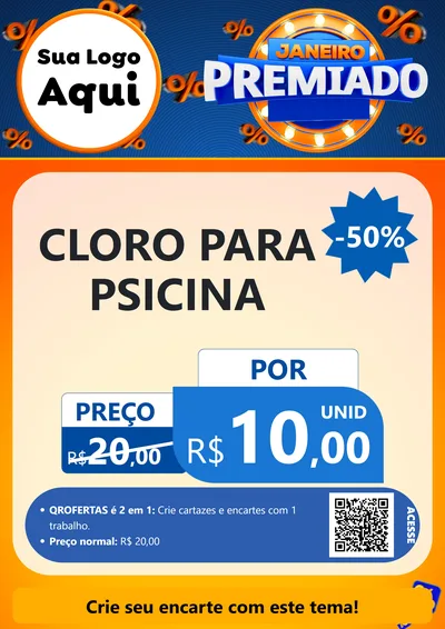 Modelo de Cartaz para Cartaz A4 Vertical com o tema Janeiro Premiado para Produtos para Piscina