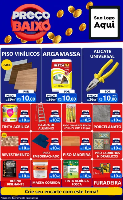 Modelo de Encarte para Encarte Grande com o tema Preço Baixo para Material para Construção