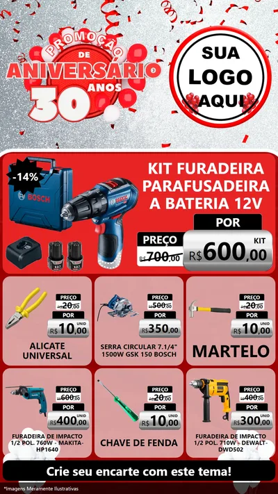 Modelo de Rede Social para Stories com o tema Promoção de Aniversário - 30 Anos para Maquinas e Ferramentas