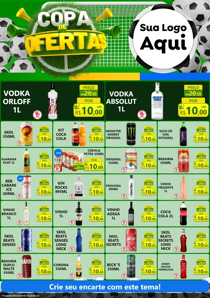 Modelo de Encarte para Encarte A4 Vertical com o tema Copa De Ofertas para Distribuidora de bebidas