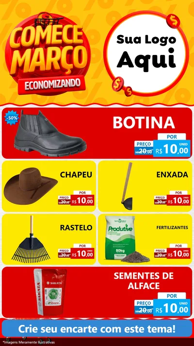 Modelo de TV para TV Vertical com o tema Comece Março Economizando para Agropecuária