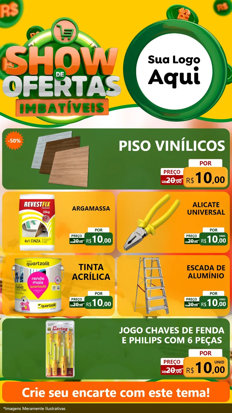 Modelo de TV para TV Vertical com o tema Show de Ofertas Imbatíveis para Material para Construção