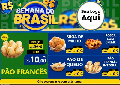 Modelo de Encarte para Encarte A4 Horizontal com o tema Semana Do Brasil para Padaria