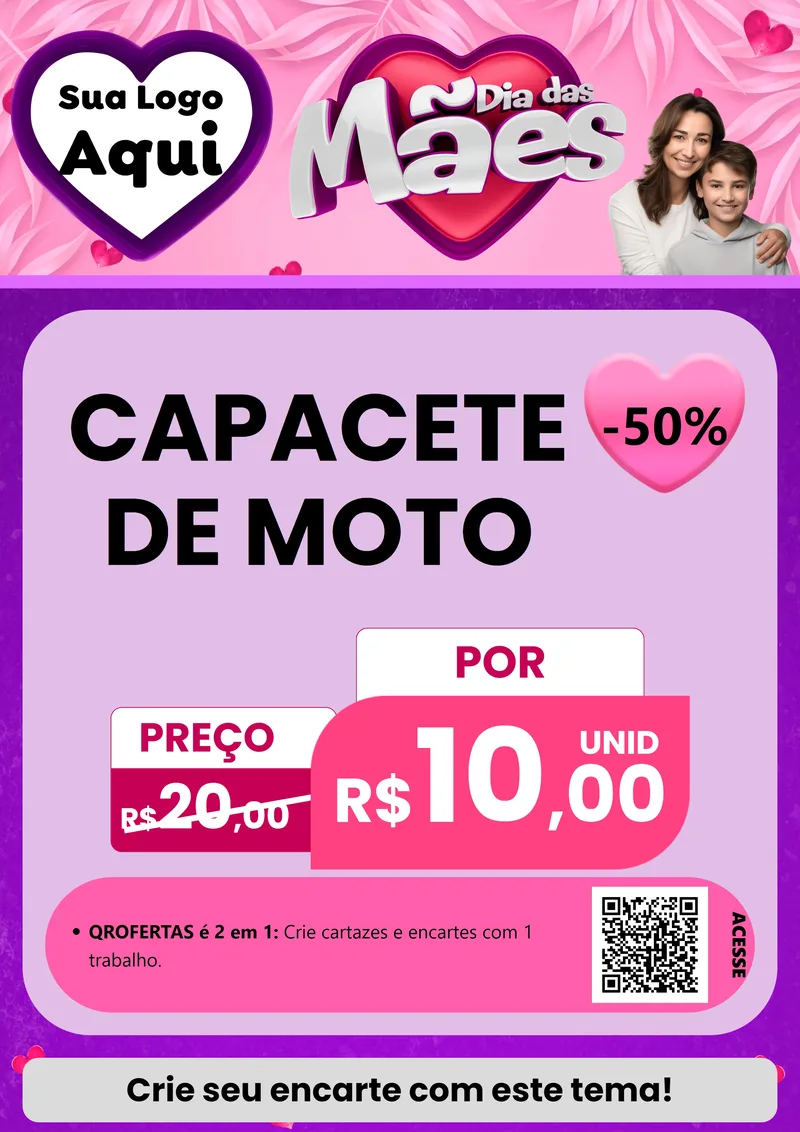 Modelo de Cartaz para Cartaz A4 Vertical com o tema Dia das Mães para Moto peças