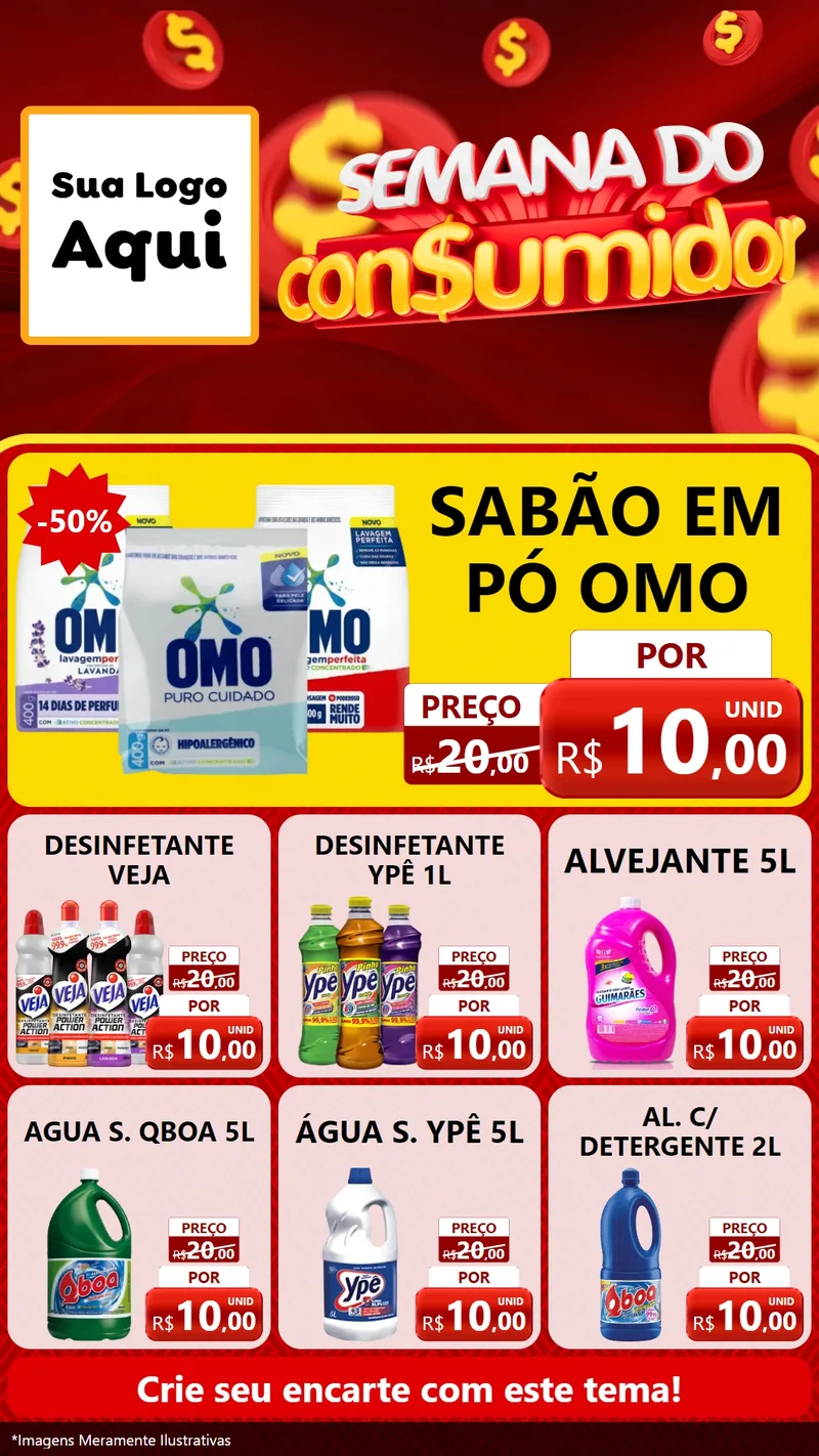 Modelo de Rede Social para Stories com o tema Semana do Consumidor para Produtos de Limpeza